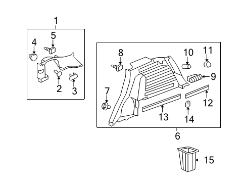 2009 Saturn Vue Panel,Rear Wheelhouse Trim Finish Diagram for 20768928