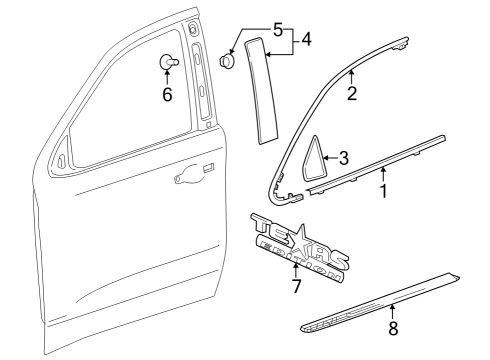 2022 Chevy Silverado 1500 LTD Molding Assembly, Front S/D Wdo Upr Rvl Diagram for 84837703