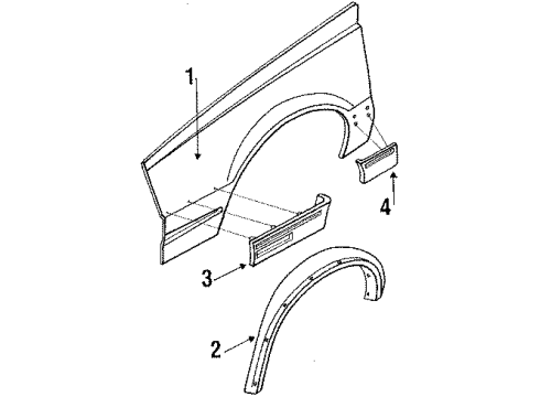 1990 Pontiac Sunbird Fender & Components, Exterior Trim, Trim Diagram