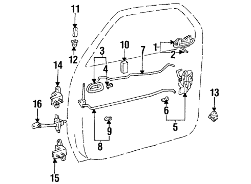 2001 Chevy Prizm Hinge,Rear Side Door Upper Diagram for 94857474