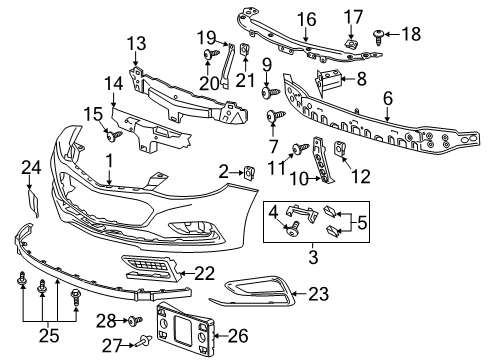 2017 Chevy Cruze Insert, Front Fog Lamp Bezel Diagram for 23422696