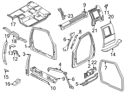 2000 GMC C2500 Rocker Panel, Side Panel, Floor, Uniside Diagram 3 - Thumbnail