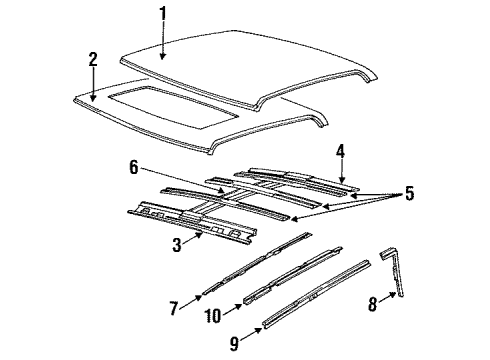 1987 Cadillac Seville Panel,Roof Diagram for 20377209