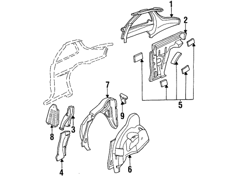 1992 Oldsmobile Achieva Br, Quarter Inner To Wheelhouse Outer Diagram for 22543919