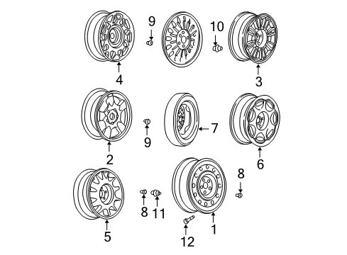 2002 Buick LeSabre Wheel Kit,Aluminum *Sparkle Silver Diagram for 88892459