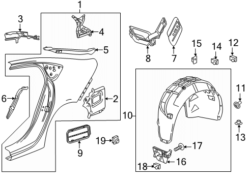 2019 Buick Regal Sportback Deflector Assembly, Rear Tire Front Air Diagram for 13489631