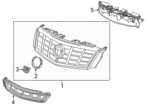 2017 Cadillac XTS Grille & Components Diagram