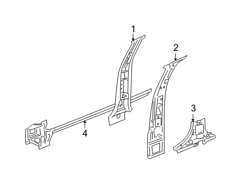 2011 Cadillac STS Panel Assembly, Center Pillar Inner Diagram for 25969344