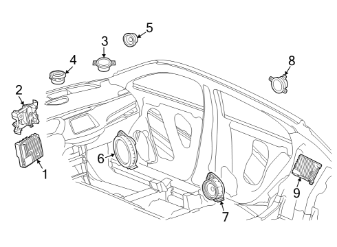 2024 Cadillac XT4 SPEAKER ASM-RDO BODY RR COR UPR GARN MLDG Diagram for 42812476