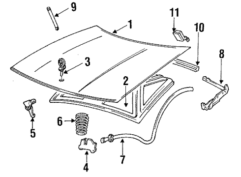 1996 Buick Park Avenue Hood & Components, Body Diagram