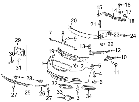 2013 Buick LaCrosse Front Bumper Cover Upper Diagram for 20979560