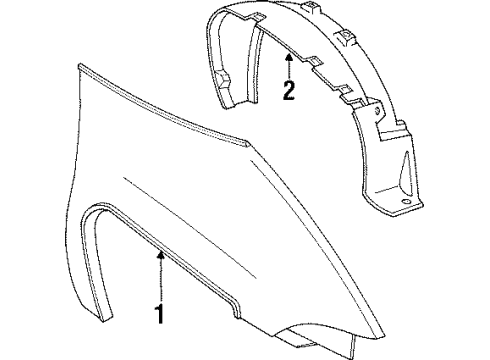 1992 Oldsmobile Silhouette Liner, Front Wheelhouse Panel Diagram for 10210069