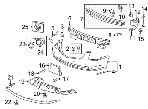 2008 Cadillac DTS Bracket Assembly, Front Bumper Imp Bar (R.H.) Diagram for 15282668