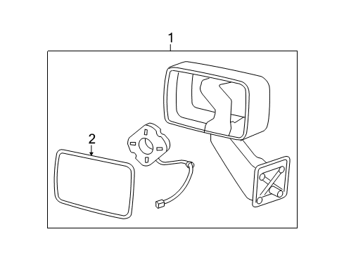 2007 Hummer H3 Mirror,Outside Rear View Diagram for 15884835