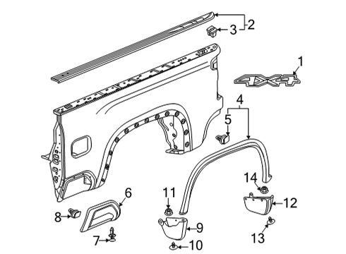 2021 Chevy Silverado 2500 HD Exterior Trim - Pick Up Box Diagram 4 - Thumbnail