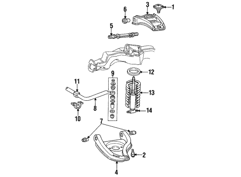 1992 Oldsmobile Custom Cruiser Front Suspension, Control Arm Diagram 1 - Thumbnail