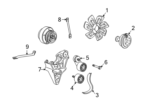 1998 GMC Jimmy Cooling System, Radiator, Water Pump, Cooling Fan, Belts & Pulleys Diagram