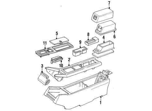 1990 Cadillac Seville Package, Front Floor Console Rear Storage Compartment Door Latch Diagram for 1648174