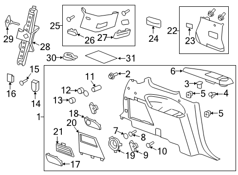 2014 GMC Acadia Bezel, Rear Seat Shoulder Belt Opening *Shale Diagram for 22852877