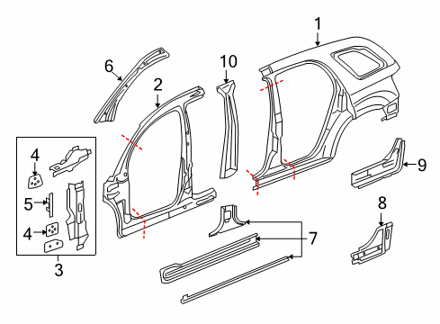 2009 Pontiac Torrent Panel, Body Side Outer Diagram for 25813687