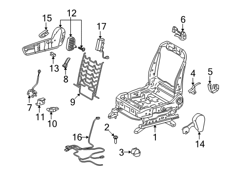 2010 Pontiac Vibe Front Seat Components Diagram 2 - Thumbnail