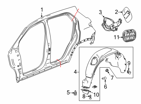 2018 Buick Encore Quarter Panel & Components Diagram