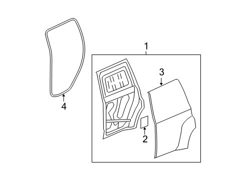 2009 Chevy HHR Door Assembly, Rear Side Diagram for 20915593