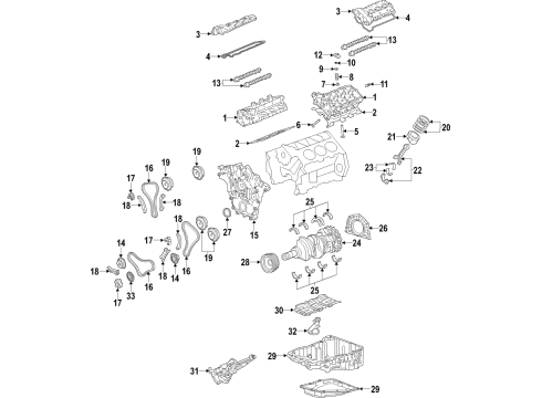 2019 Buick LaCrosse Engine Parts, Mounts, Cylinder Head & Valves, Camshaft & Timing, Variable Valve Timing, Oil Pan, Oil Pump, Balance Shafts, Crankshaft & Bearings, Pistons, Rings & Bearings Diagram