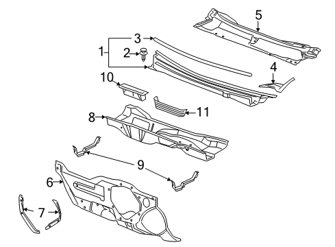 2007 Saturn Aura Cowl Diagram 1 - Thumbnail