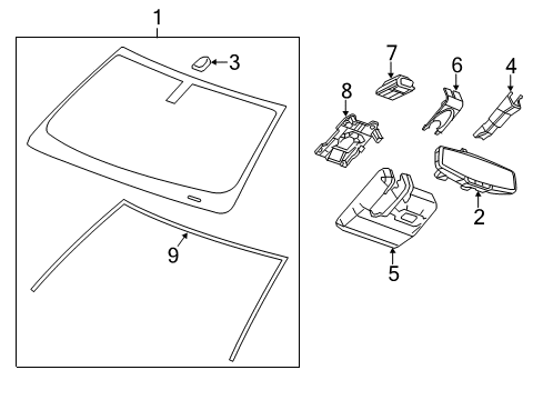 2017 Chevy Silverado 2500 HD Windshield Glass, Reveal Moldings Diagram