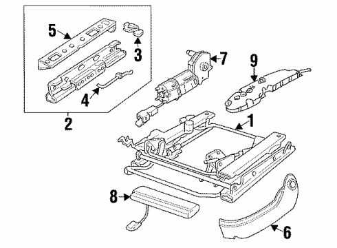 1998 Cadillac Catera Motor,Passenger Seat Adjuster Actuator Diagram for 90491796