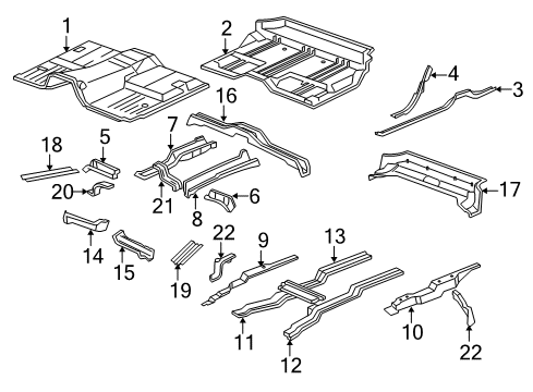 2013 GMC Yukon XL 1500 Pillars, Rocker & Floor - Floor & Rails Diagram