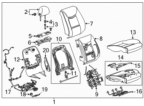 2018 Cadillac XTS Passenger Seat Components Diagram 2 - Thumbnail