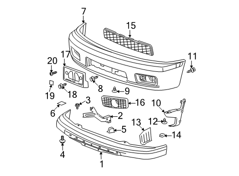 2007 Chevy Colorado Grille, Front Bumper Lower Fascia Center Diagram for 10365707