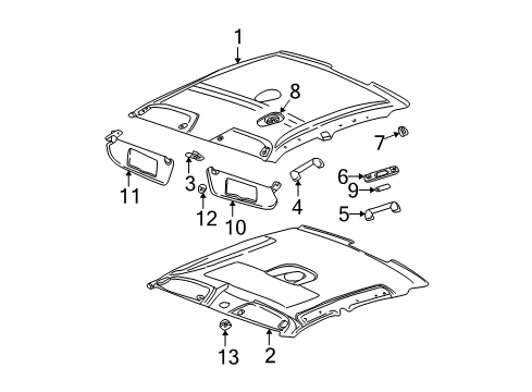 2000 Saturn LS2 Strap,Roof Rail Front Asst *Light Oak Diagram for 90440501