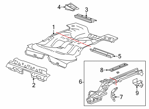 2017 Cadillac XTS Rear Floor & Rails Diagram