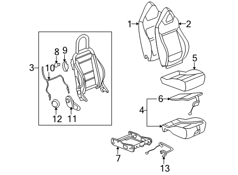 2008 Pontiac Solstice Cover Assembly, D & Passenger Seat Back Cushion *Ebn/Ebn/Cbrd Diagram for 25967113