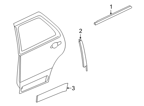 2004 Cadillac SRX Exterior Trim - Rear Door Diagram