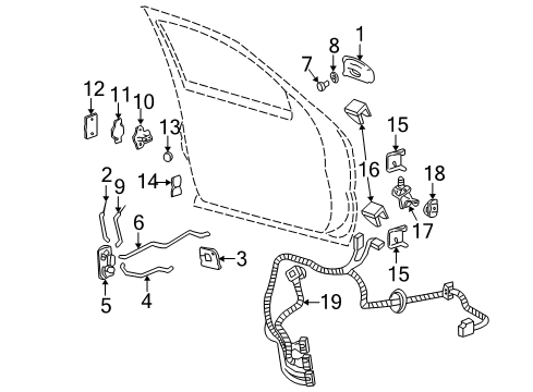 2000 Chevy Suburban 2500 Front Door - Lock & Hardware Diagram