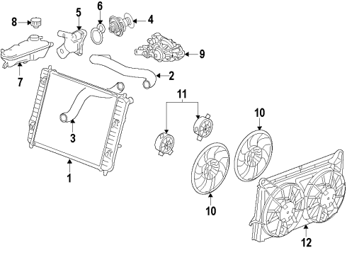 2013 Cadillac CTS Cooling System, Radiator, Water Pump, Cooling Fan Diagram 15 - Thumbnail