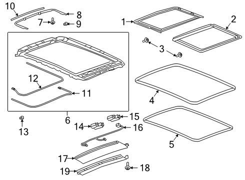 2021 Cadillac XT6 Sunroof, Body Diagram