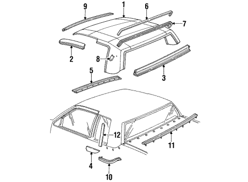 1987 Cadillac Eldorado Retainer, Roof Side Rail Auxiliary Weatherstrip *Black Diagram for 20728395