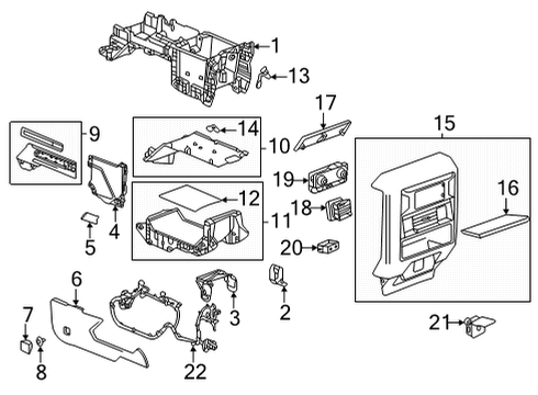 2022 GMC Hummer EV Pickup Console Diagram