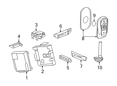 2018 Buick Regal TourX TRANSMITTER ASM,R/CON DR LK & THEFT DTRNT Diagram for 13532395