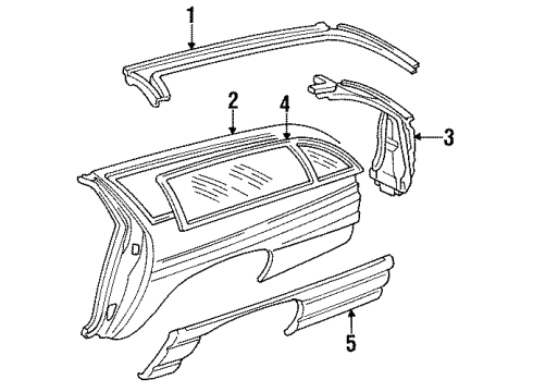 1992 Oldsmobile Custom Cruiser Quarter Panel & Components Diagram