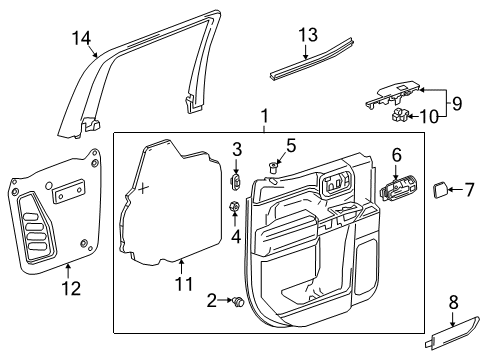 2020 GMC Sierra 1500 Interior Trim - Rear Door Diagram 1 - Thumbnail