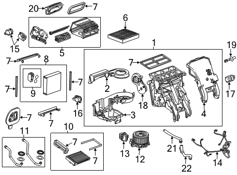 2017 Buick Verano Gasket Kit, Heater & A/C Evaporator & Blower Module Diagram for 13263328