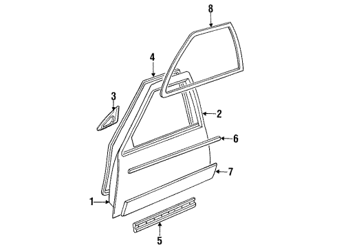 1991 Cadillac Fleetwood Molding Assembly, Front Side Door Lower Lh Diagram for 12505649