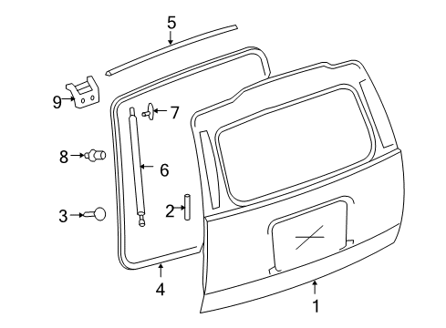 2009 GMC Yukon Bracket Assembly, Lift Gate Strut (Lift Gate Side) Diagram for 15891962