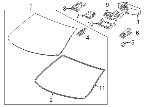 2020 Chevy Impala Windshield Glass, Reveal Moldings Diagram